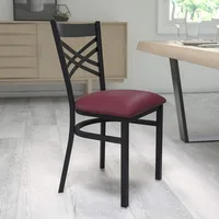 Metal restaurant chairs - Burgundy vinyl chairs, commercial and household coffee chairs 2