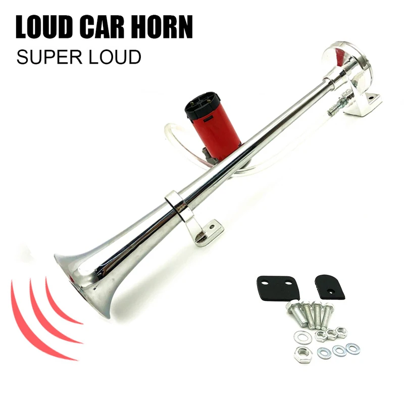 Universal 17inch Single Trumpet Car Air Horn 12V Compressor 150DB Super Loud  Air Hose Car Horn Speaker for Truck Boat Motorcycle