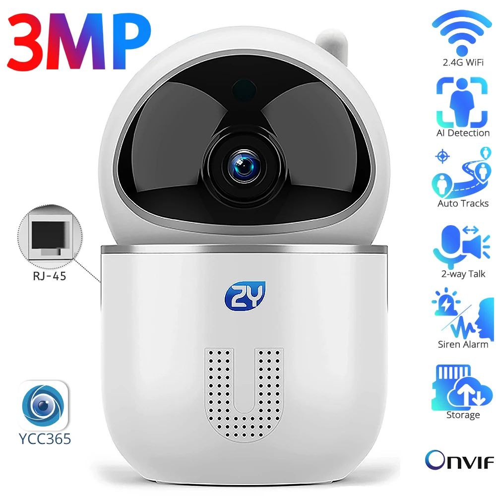 2K kablosuz güvenlik kamerası WiFi ev kapalı kamera için bebek/Pet/dadı 2 yönlü ses gece görüş 3MP IP kamera wth TF kart yuvası
