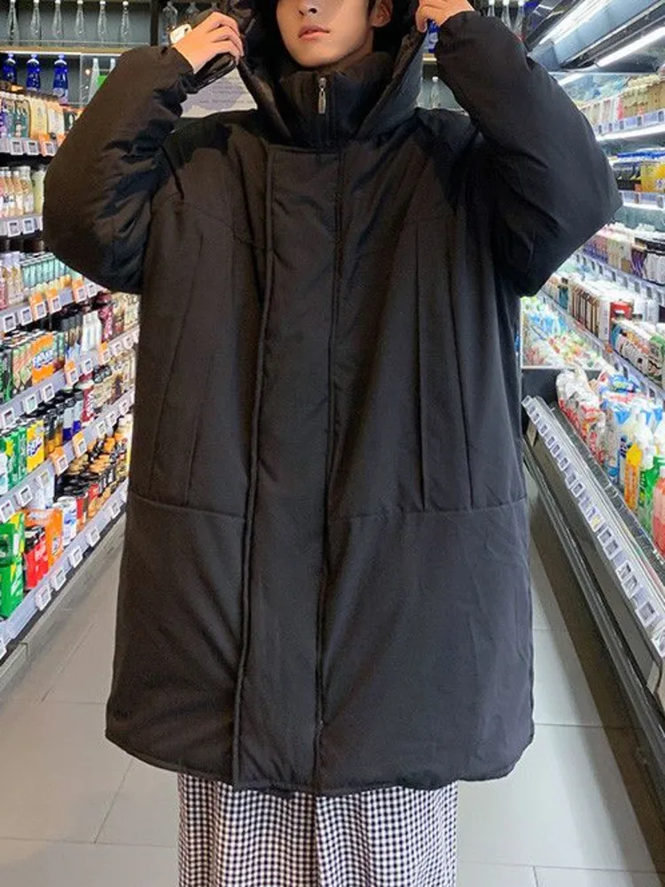 Men Winter Clothing Long Coats Hooded Cargo Padded Jacket Korean Casual Coat Large Size Male Windbreaker Outdoor Thicken Parkas