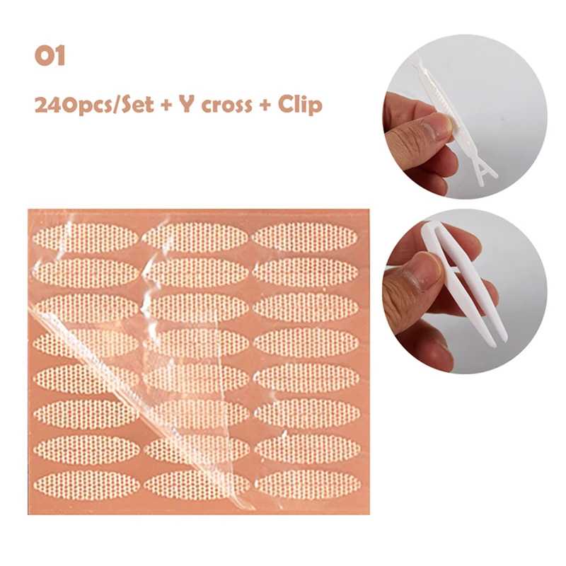 **180/240Pcs 거즈 메쉬 레이스 보이지 않는 이중 눈꺼풀 스티커 투명 보이지 않는 자체 접착 눈꺼풀 테이프 스티커