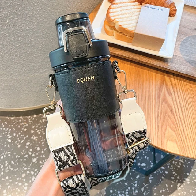 650ml Doppel Drink Cup Trend Flasche Wasser Fitness Sport große Kapazität Wasserflasche mit Stroh_voghion.com