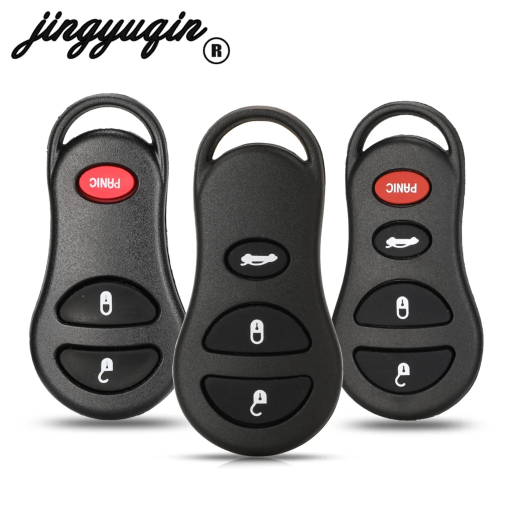 

jingyuqin 10pcs For Jeep Liberty Dodge Transmitter Chrysler Sebring FOB 3/4 Buttons Remote Car Key Shell Case Replacement