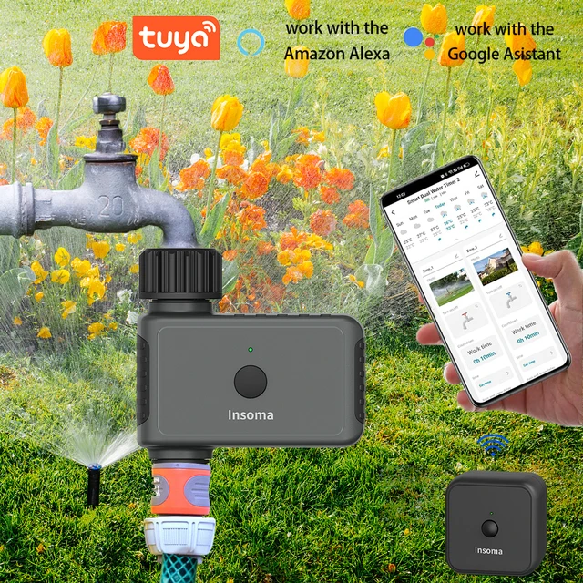 Insoma Wifi Automatic Sprinkle Timer Remote Garden Water Timer Smart Irrigation Watering System Hose Control Unit Support Alexa 1