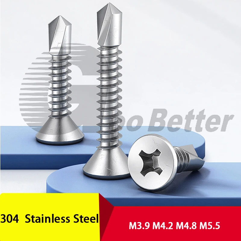 

M3.9 M4.2 M4.8 M5.5 A2 304 Stainless Steel Phillips Countersunk Flat Head Drilling Self-tapping Screws Length 13-50mm