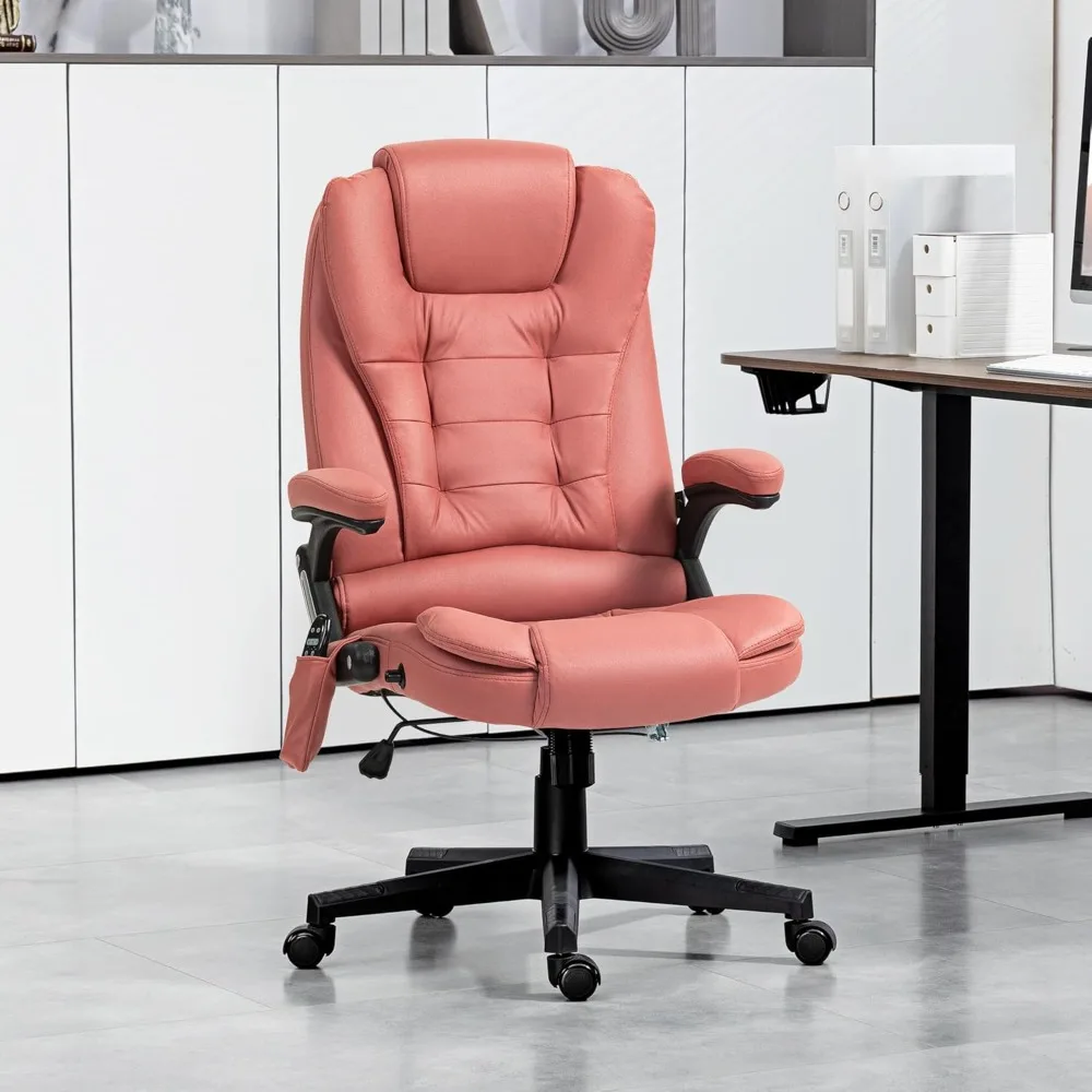 6 Point Vibrating Massage Office Chair with Heat, Microfiber High Back Executive Office Chair with Reclining Backrest. 2