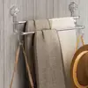 Double-rod Suction Cup Towel Rack For Home Bathroom Towel Storage With Hook For Wet And Dry Towel Dual-use Bathroom Storage 2