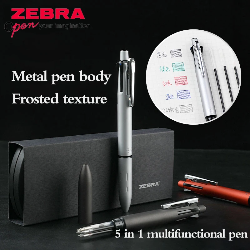 zebra-b4sa4-module-pen-5-in-1-metal-rods-4-color-ballpoint-pen-07mm-mechanical-pencil-05mm-multi-function-pens-for-writing