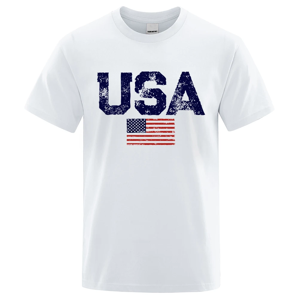 Vintage Usa Flag Street Print Male T Shirts Hip Hop Street Tshirt Summer Casual… - Image 2