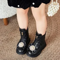 Girls' Short Boots 2024 Autumn/Winter New Baby Kid's Princess Shoes Rubber Sole Anti-slip Fashion Children's Ankle Boots 3