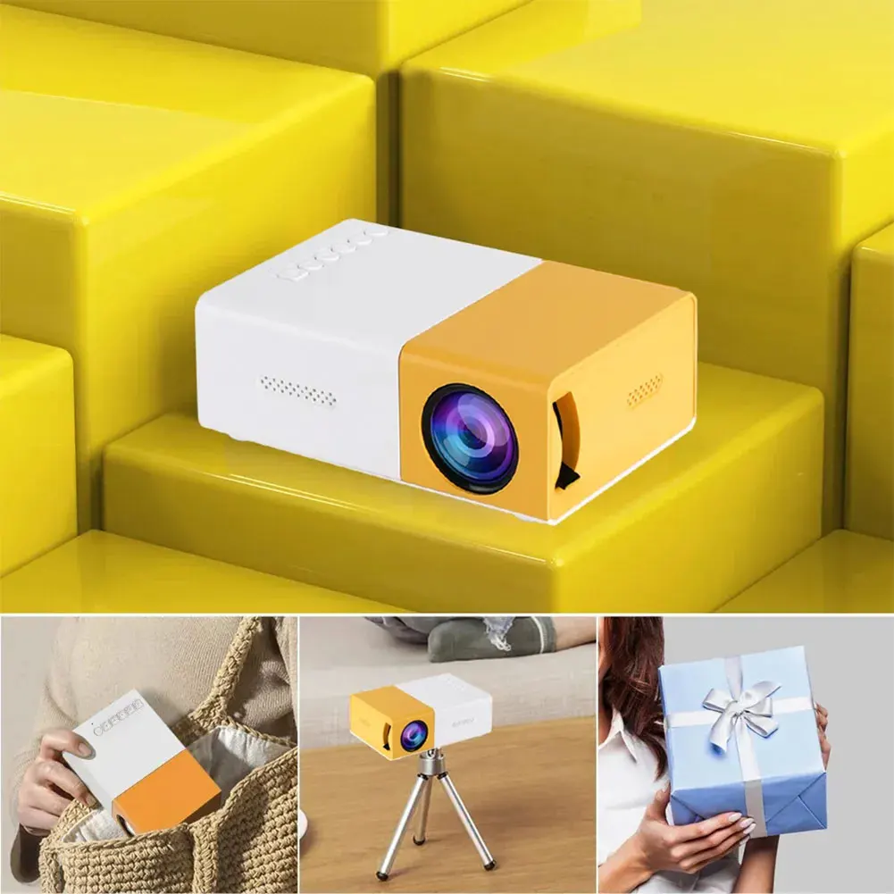 지지대 HDMI USB AV TF 카드 휴대용 미니 포켓 프로젝터, 홈 시어터용 야외 비디오 영화 프로젝터