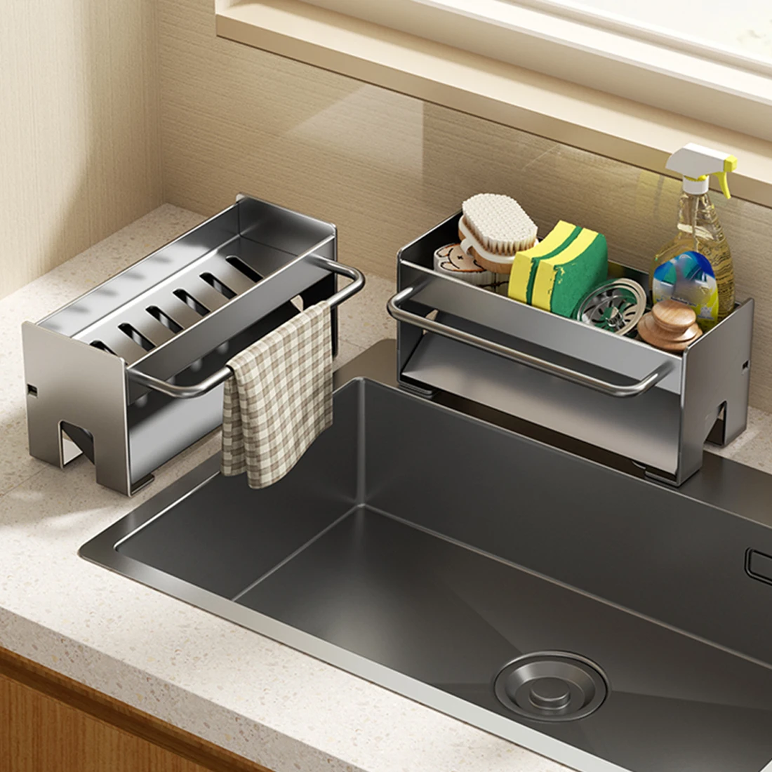 Kitchen Sink Stand Sponge Holder Dish Drainer Organizers Storage Accessories Shelf Storage Organizer Dish Drying Rack Gadgets - 5
