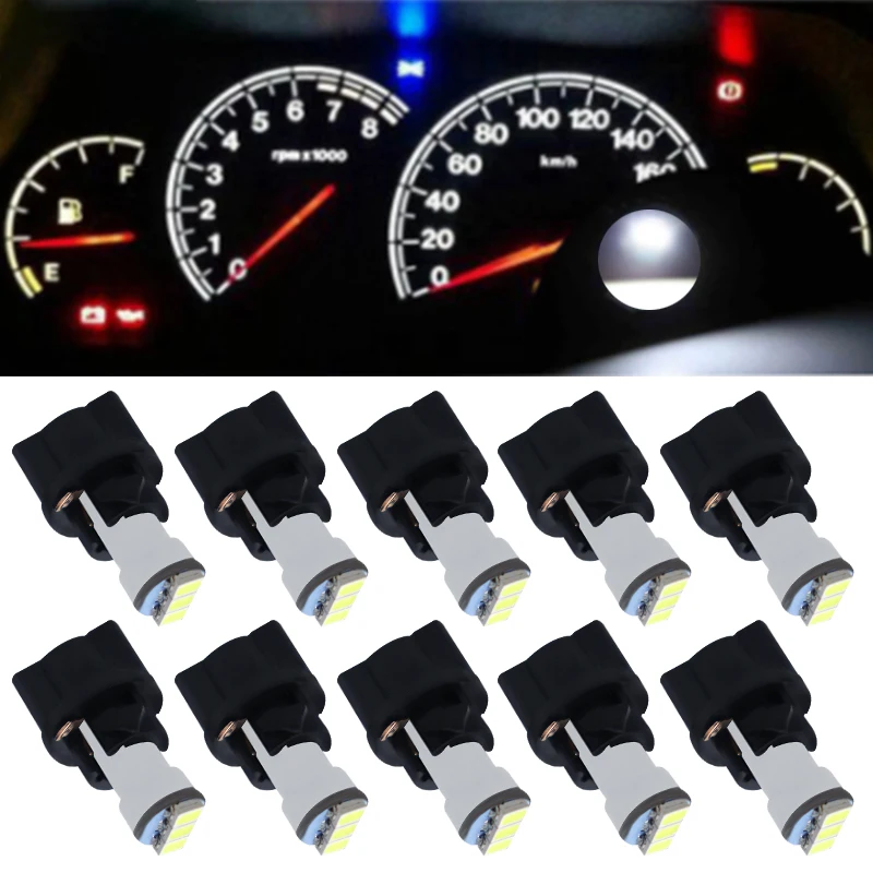 

10PCS T5 T6.5 Lamps Lock Socket diameter3SMD 3 LED Car Board Instrument Panel Bulb Auto Dashboard Warming Indicator Wedge Light