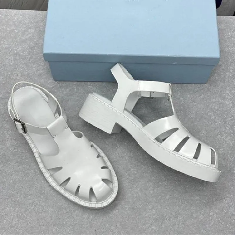 Sporty Rubber Beach Sandals Platform Square Heel Women Shoes Buckle