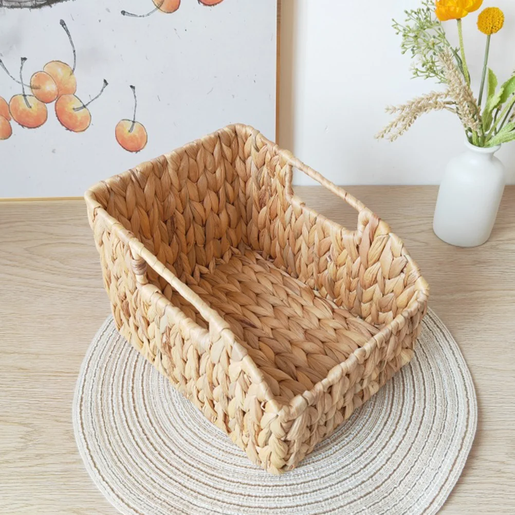 

Large Seagrass Wicker Storage Basket Handles Magazine Storage Bins Bathroom Organizer Retro Woven Makeup