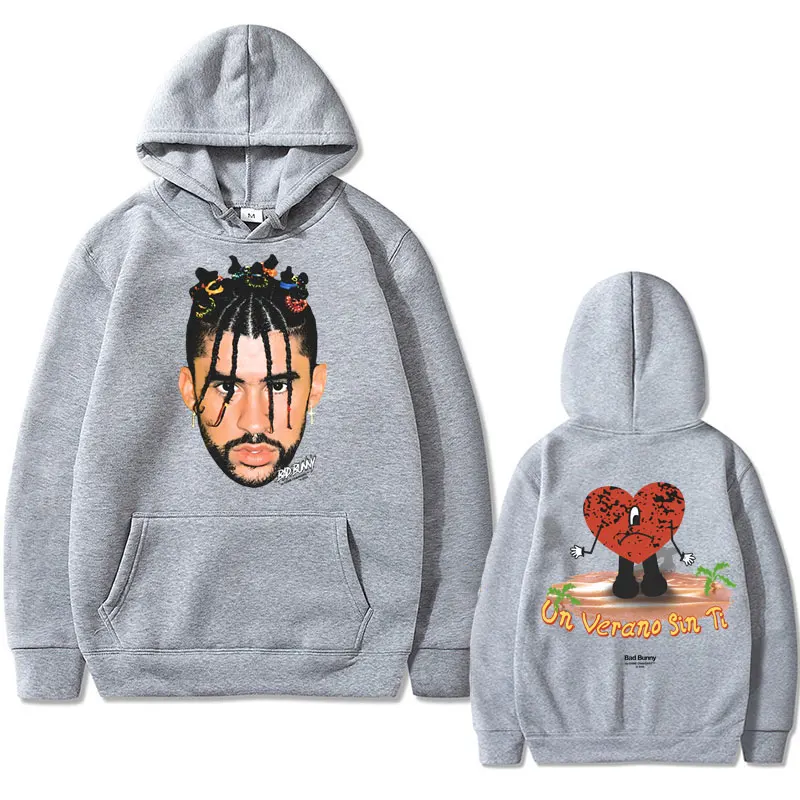 Rapper Bad Bunny Un Verano Sin Ti Album Graphic Hoodie Men Women Hip Hop Vintage Oversized Sweatshirt Male Fleece Cotton Hoodies