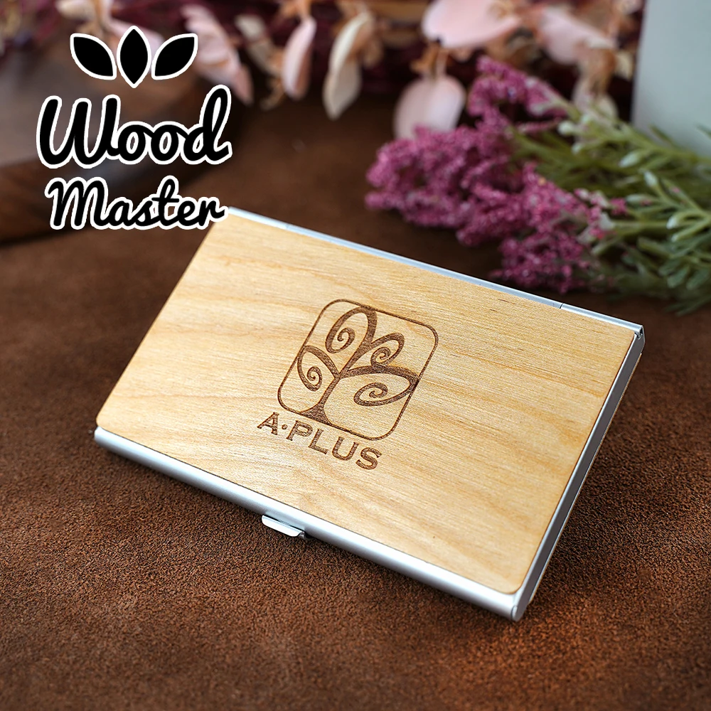 Personalized Wooden Business Card Holder Wood & Metal Case for Men and Women Perfect Gift