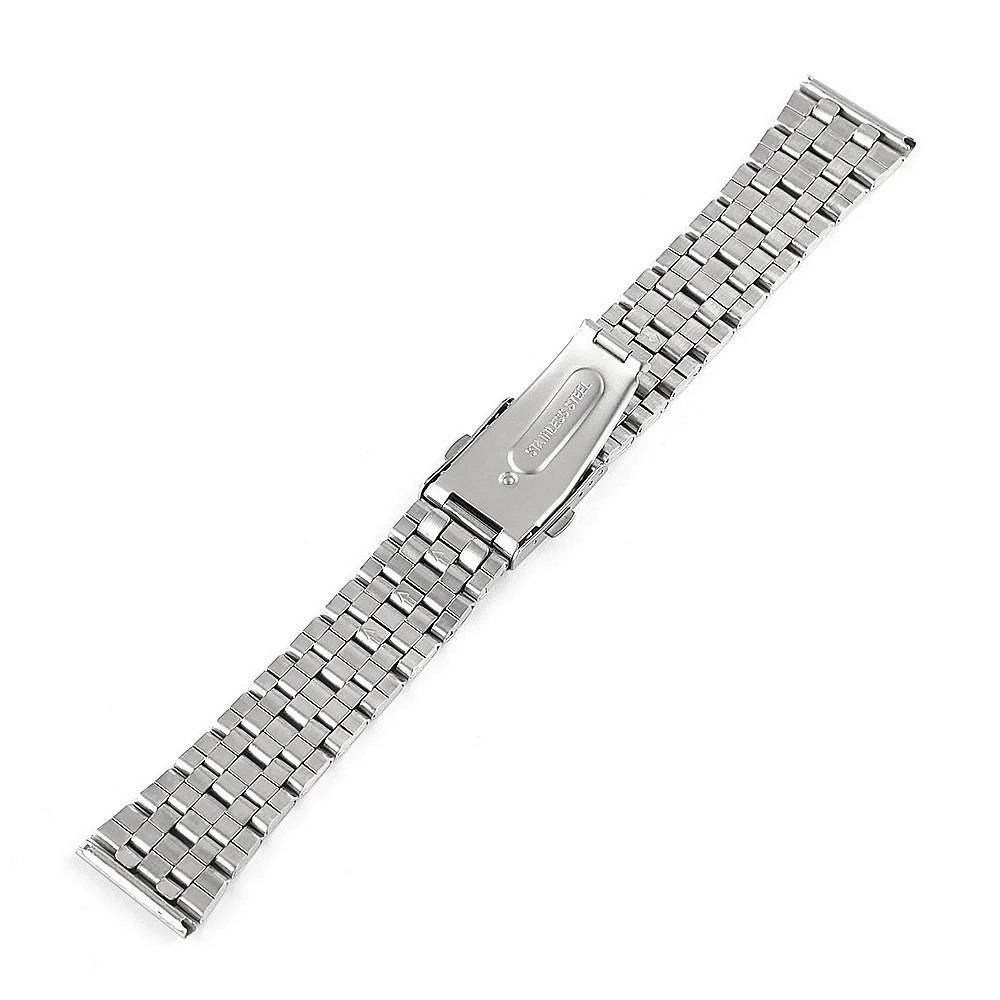 Watch Accessories 18mm 20mm 22mm 24mm Silver Aircraft Buckle Stainless Steel Flat End Jubilee Watch Bracelet
