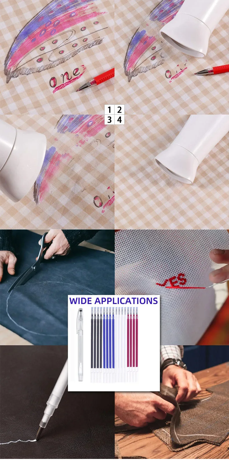 Nähen Sie hitze löschbare Stoffmarkierungsstifte zum Quilten, Nähen, Basteln und Schneidern, Stoffe, Schneiderkreide, Bleistifte, Kreiden, Stift – Detail 3