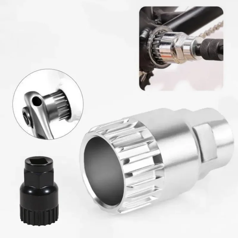 Bike Bottom Bracket Removal Tool Square Hole MTB Centre Shaft Removal Sleeve Compatible with Shimano/VP/FSA/LP, 20 Teeth Fit