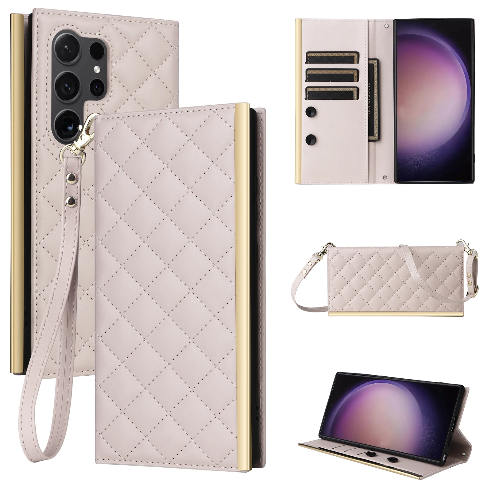 Crossbody Leather Wallet Case with Zipper and Strap