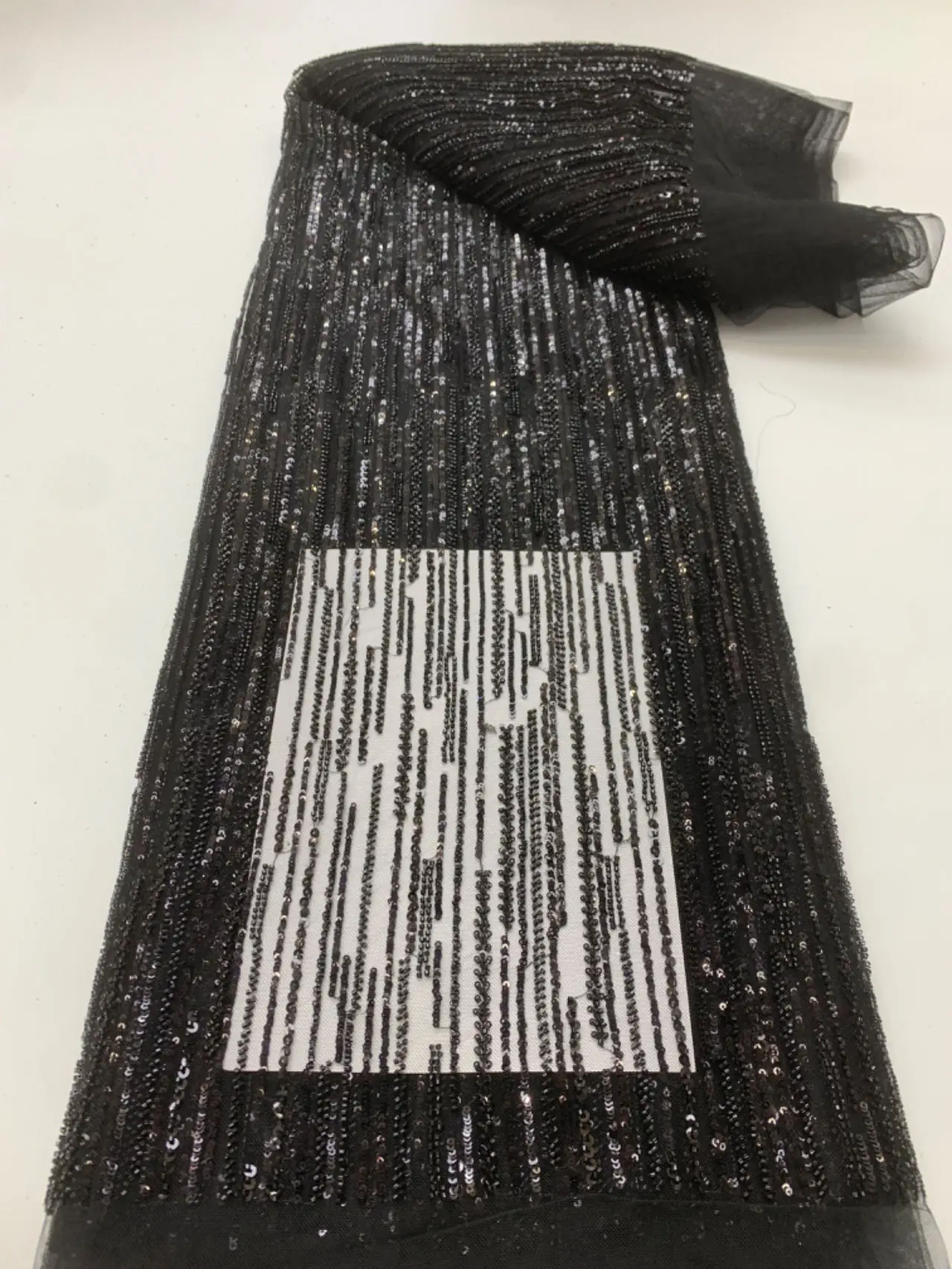 

African Sequins Lace Fabric Nigerian and French Tulle Lace Beads For Woman Wedding Dress Sewing, High Quality Embroidery