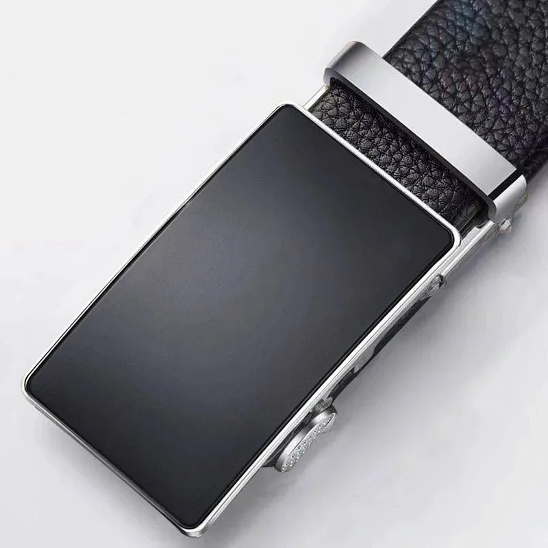 Men's Top Layer Leather Belt, Automatic Buckle with High-End Trendy Design, Premium Leather Dress Belt for Men, Casual Busines - 3