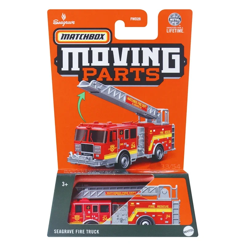 오리지널 Mattel 성냥갑 자동차 1/64 이동 부품, 씨그레이브 소방차 혼다 세트, 차량 모델 장난감, 소년 컬렉션 생일 선물