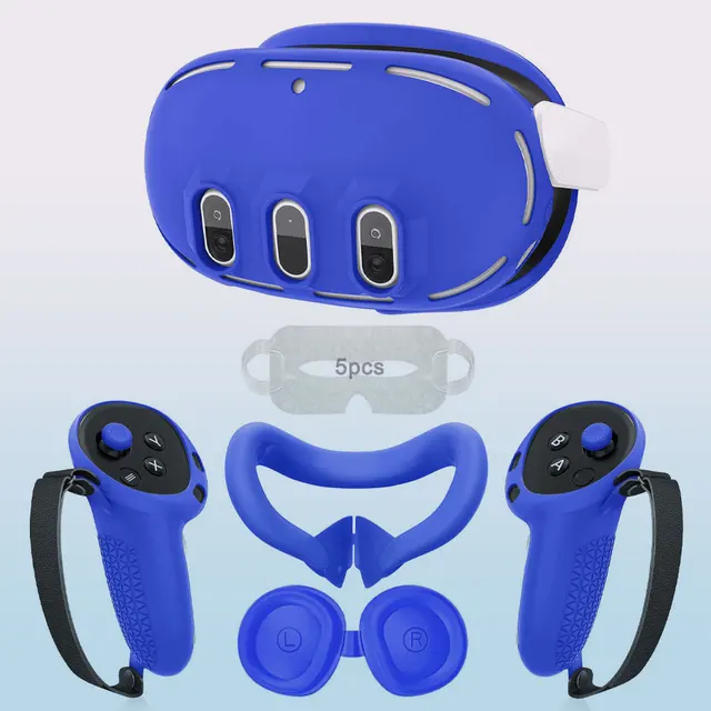 8 in 1 Silicone Cover Set for Oculus/Meta Quest 3 VR Headset Controller Protective Cover Lens Cap Face Case Eye Mask Accessories