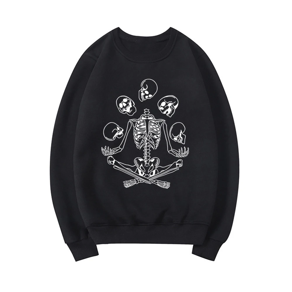 

Skeleton Sweatshirt Skeleton Meditation Halloween Sweatshirts Women's Halloween Gift Funny Halloween Hoodie Casual Pullovers Top