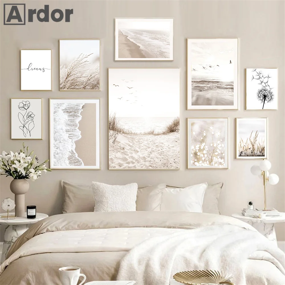 

Flower Birds Beach Dandelion Wall Art Canvas Painting Nordic Landscape Figure Posters And Prints Pictures For Living Room Decor