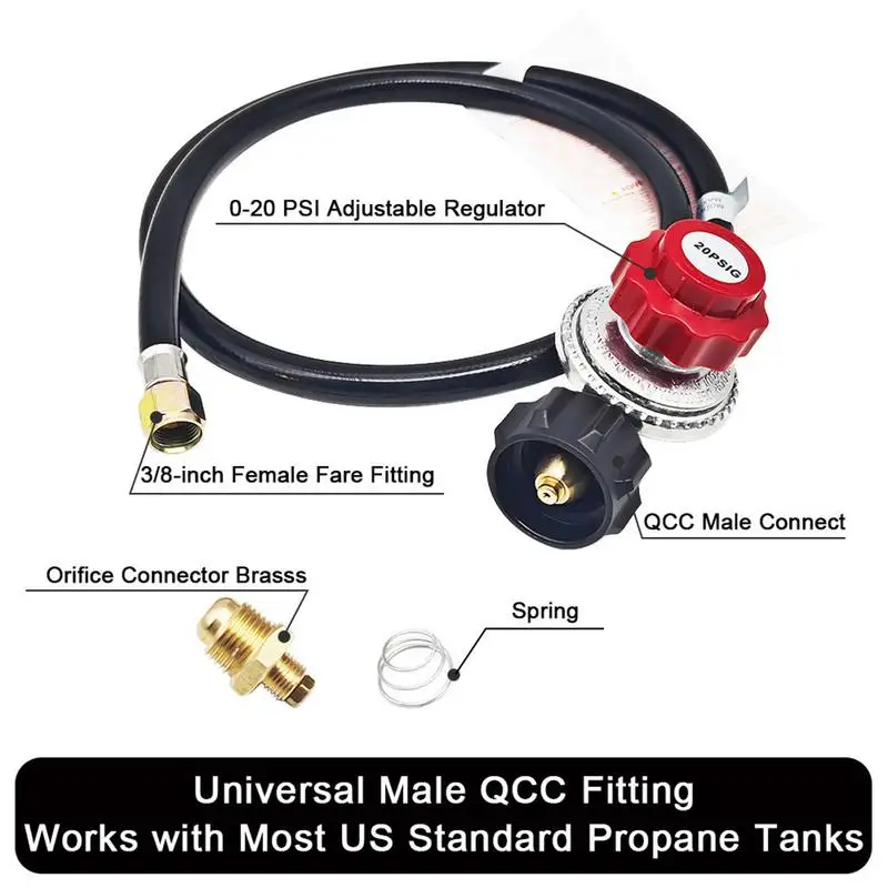 Propane Hose With Regulator 20 PSI Propane Pressure Reducing Valve Adapter Hose Grill Regulator High Pressure