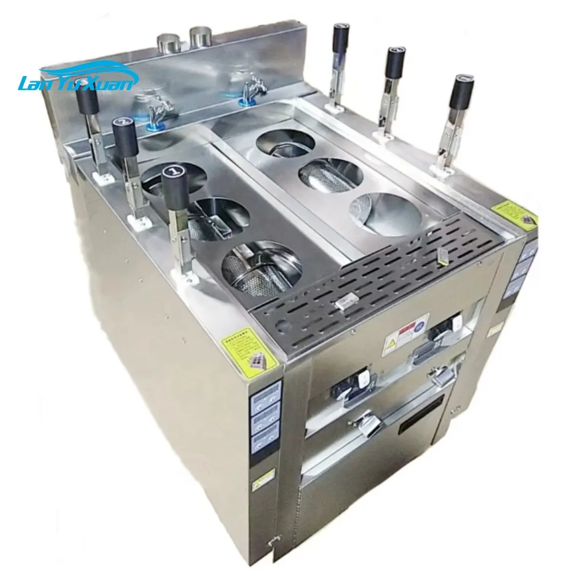 

Smart Control Ramen Noodle Cooking Machine Equipment Auto Lift-up Gas Water Heater Boiler For Instant Noodle with 6 Baskets