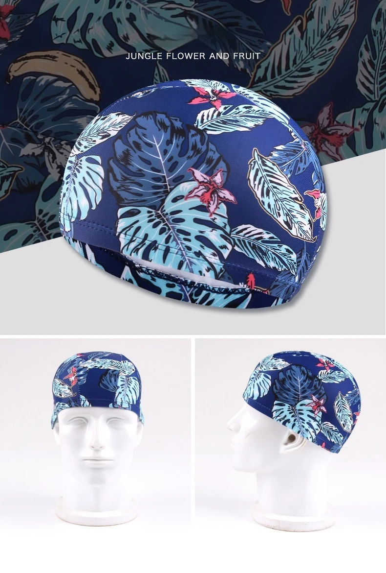 Cloth Swimming cap New-style Flower Cloth Cap Spot Fast-drying Fashion Pattern Knitted Swimming Cap