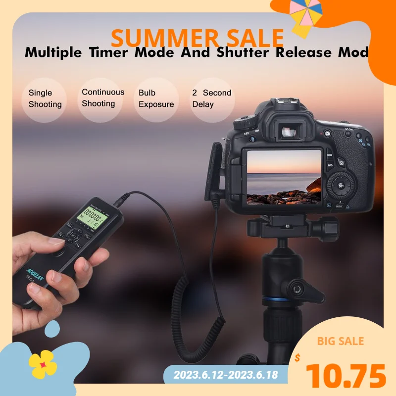 AODELAN TRS 1 Timer Remote Control Shutter Release For Canon Nikon Sony