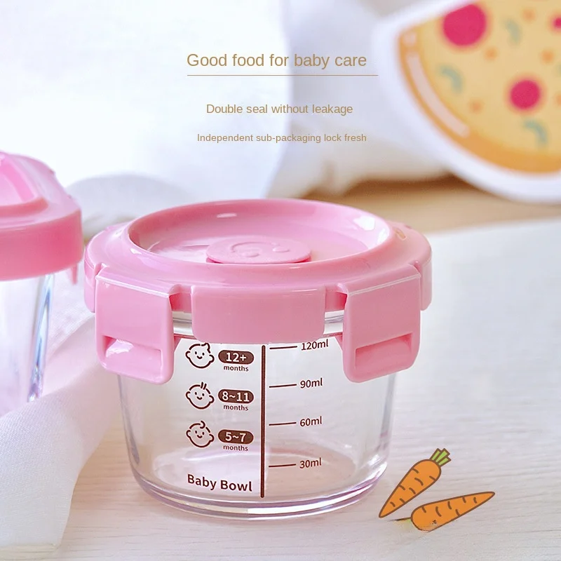 

Baby Glass Supplementary Food Box Children's Baby Bowl Sealed Storage Preservation Box Portable Thickening