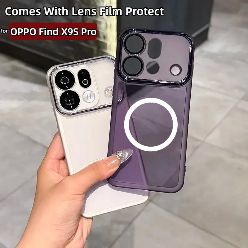 Luxury Transparent Magnetic TPU Phone Case with Full Shockproof Protection and Lens Film