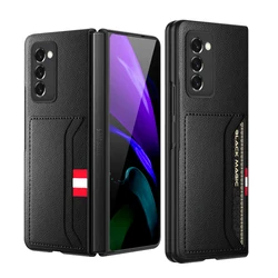 Leather Card Slot Case with Anti - Dust Protection for Galaxy Z Fold4 (Black)