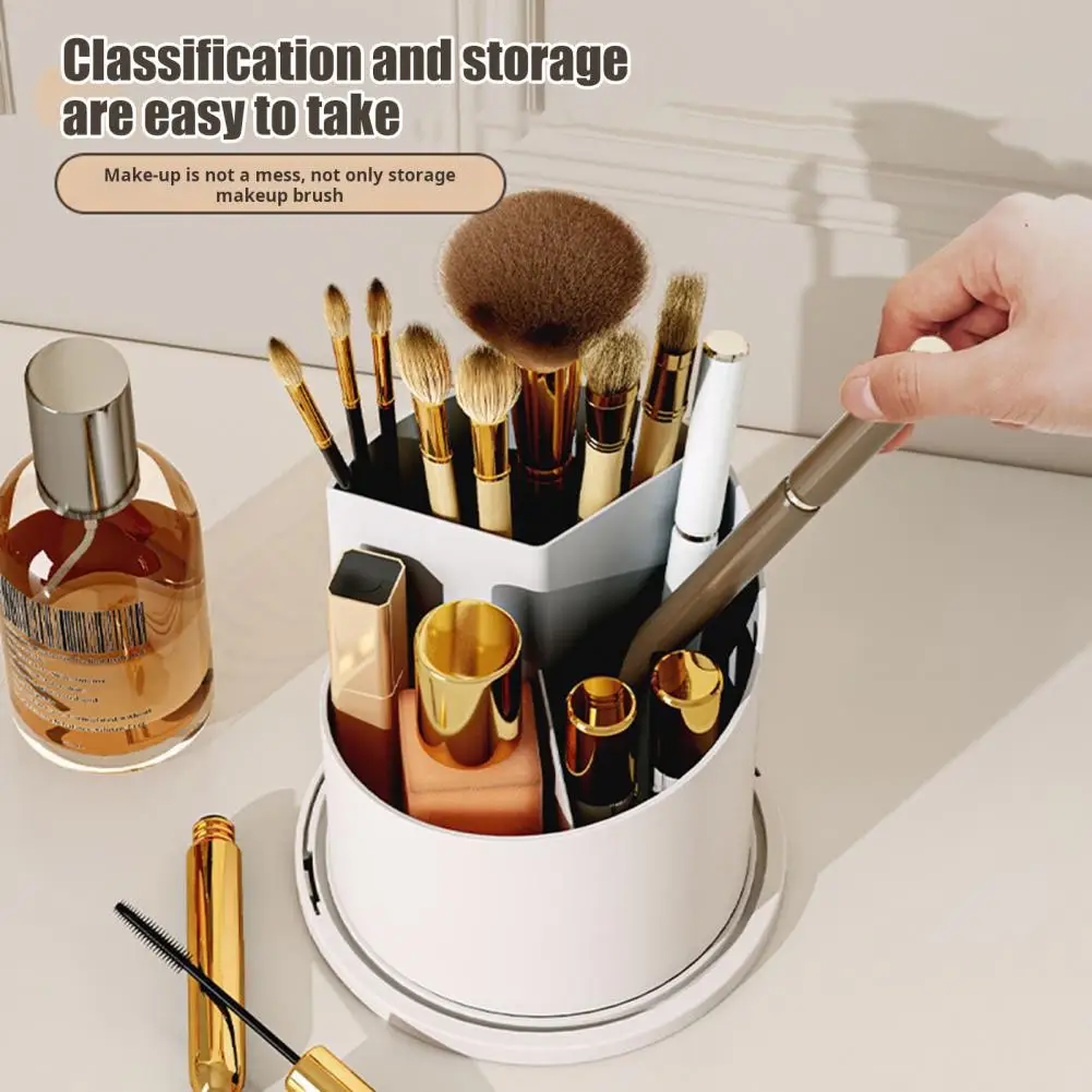 Rotating Toothbrush Holder 360-degree Rotating Toothbrush Makeup Brush Holder with Dustproof Cover Cosmetic Storage for Bathroom 5