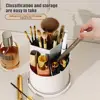 Rotating Toothbrush Holder 360-degree Rotating Toothbrush Makeup Brush Holder with Dustproof Cover Cosmetic Storage for Bathroom 5