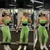 Pantalon de yoga taille haute couleur arc-en-ciel bonbon, pantalon de fitness pour soulever les fesses, belles fesses, fesses américaines respirantes