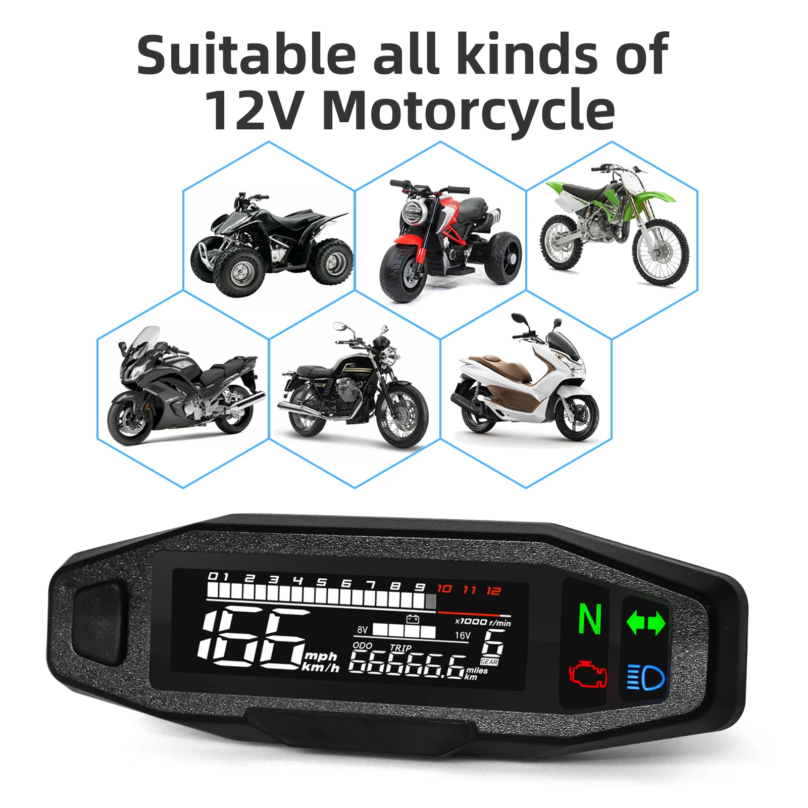 12V Motorcycle Speedometer Oil Gauge Digital Meters Carburetor ...