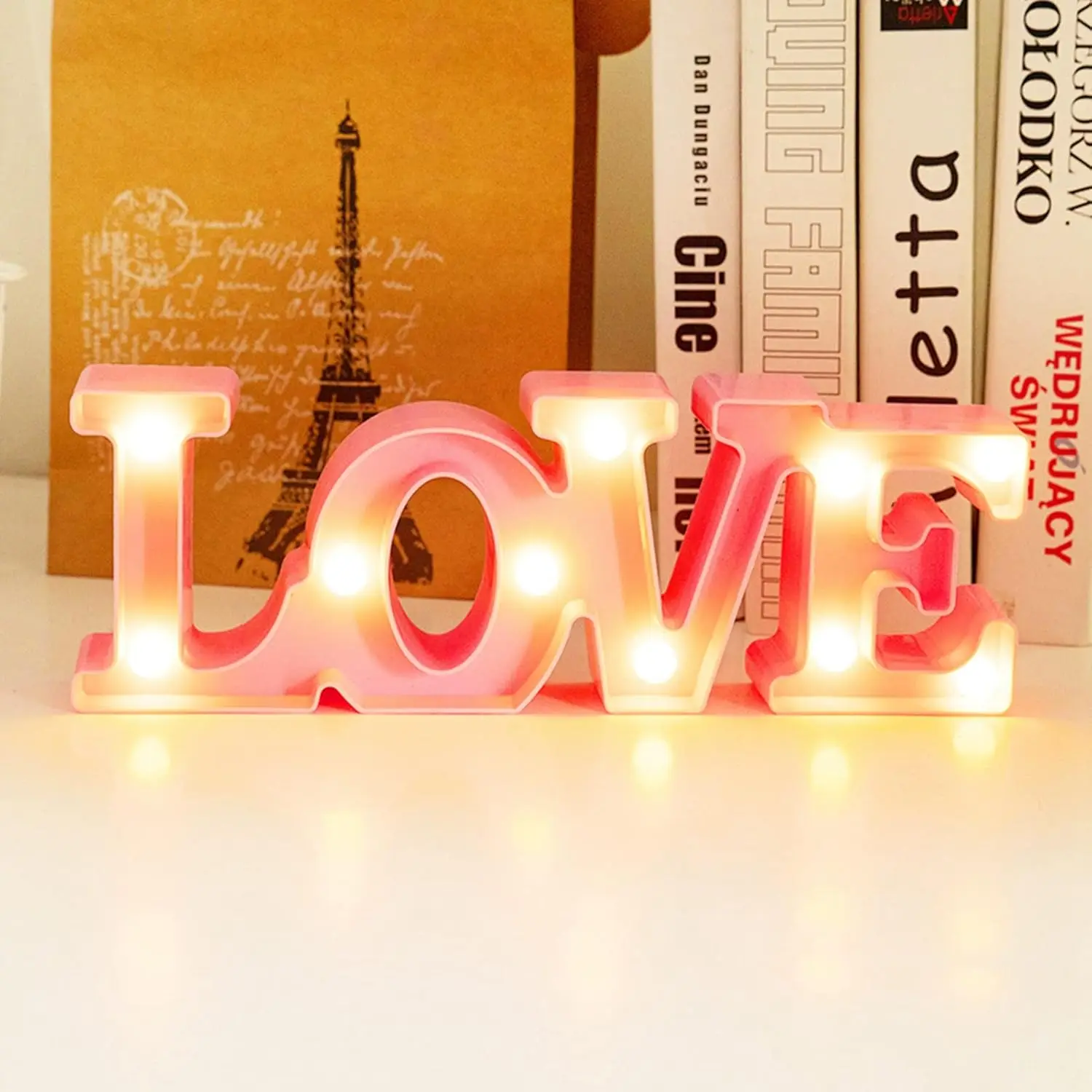 3D Love Letter LED Night Light Table Lamp for Valentines Day Christmas Wedding Home Decor Romantic Bedroom Atmosphere Light