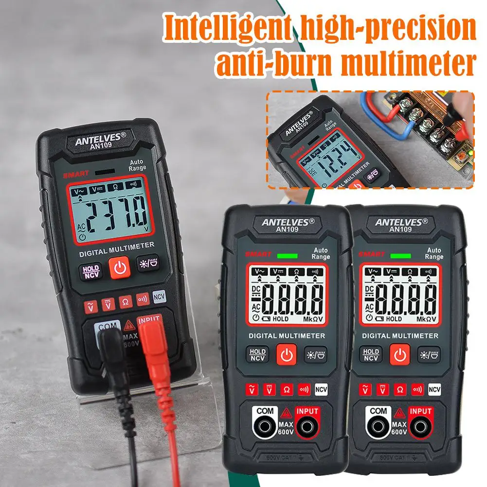 AN109 Portable Smart Digital Multimeter Voltage Meter Current Ohm Tester High-precision Anti Burn Electrician Multimeter digital multimeter multimeter tester