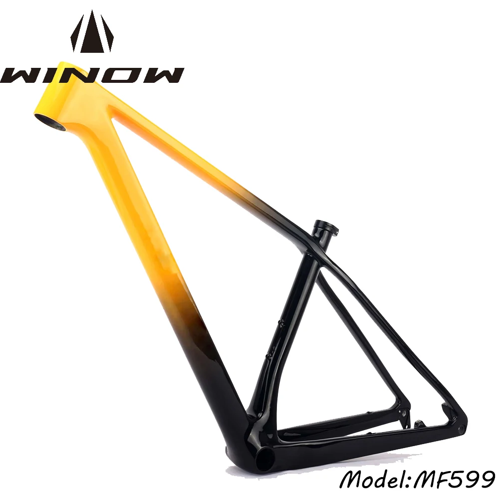 

Winowsports MTB Carbon Frame 29er*2.4" BB92 Disc Brake Bicycle Frames Di2 15 17 19inch Black Matte Gloss Mountain Bike Frameset