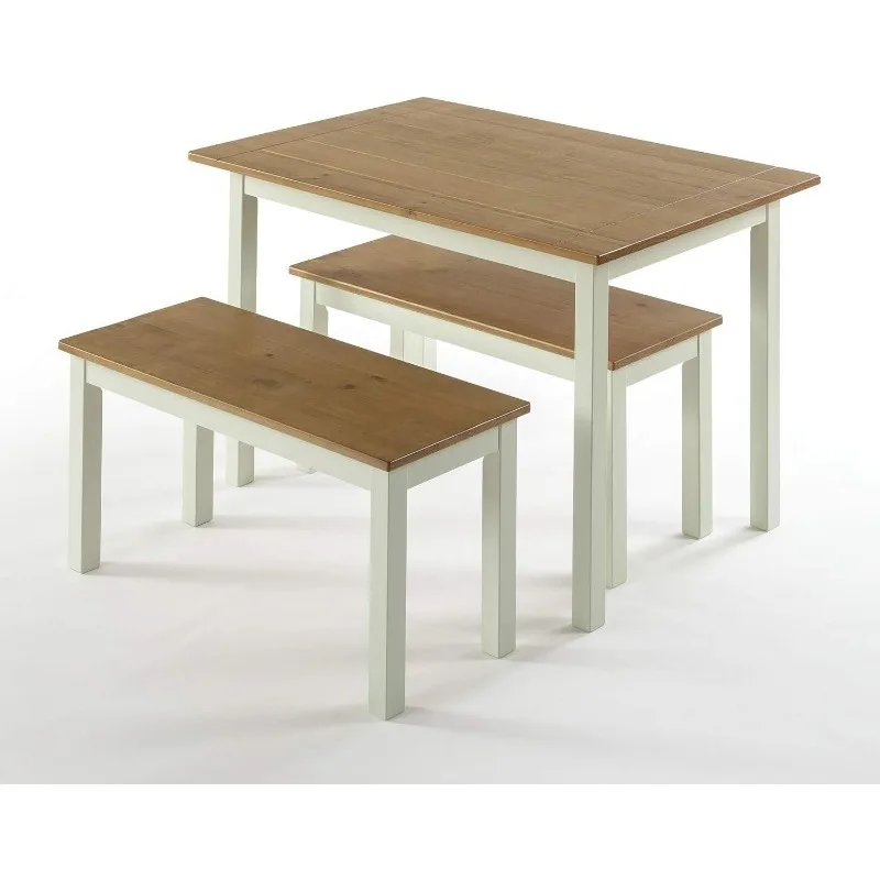 

Farmhouse Dining Table with Two Benches, 3 piece set