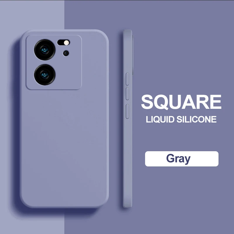 Square Liquid Silicone Shockproof Case with Camera Lens Protector