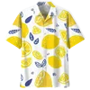 Lemon Pattern Aloha Shirts Men 3D Printed Tropical Fruits Short Sleeve Button Blouse Streetwear Oversized Lapel Hawaiian Shirt 4