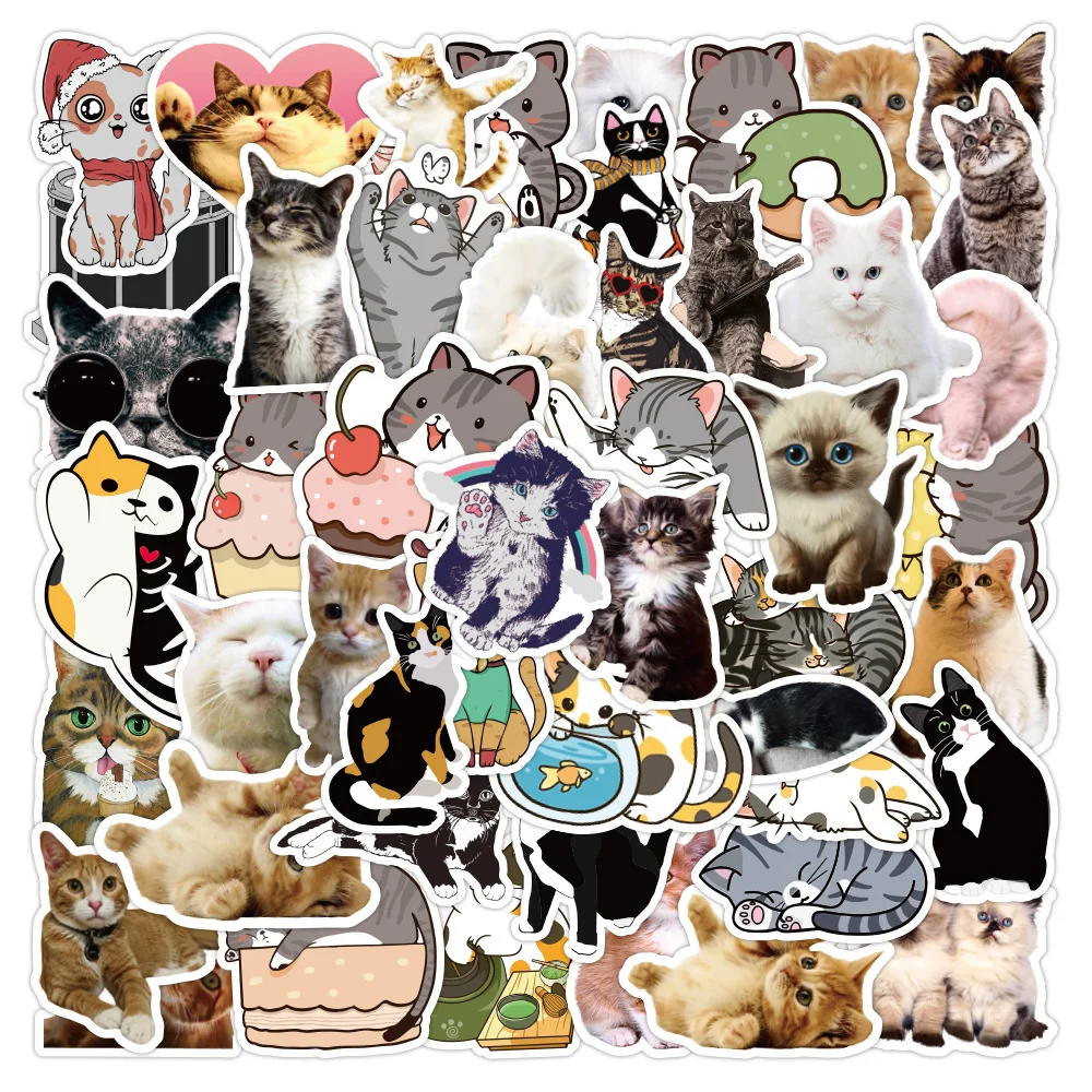 

10/30/50PCS New DIY Cat Animal Cartoon Personality Creative Computer Luggage Table Chair Decoration Waterproof Sticker Wholesale