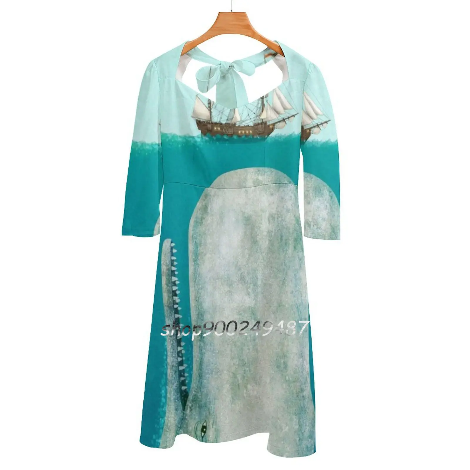 The Whale Evening Party Dresses Midi Sexy Dress Female Sweet One Piece Dress Coreano Moby Dick Whale Whale White Whale Mann